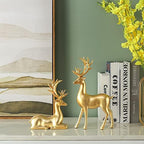 FANTESTICRYAN Large Reindeer Sculpture, Gold Resin Christmas Elk Set of 2 - Image 2