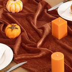 DeZerlor 3pcs Terracotta Fall Velvet Table Runner 20 x 120 Inch - Image 3