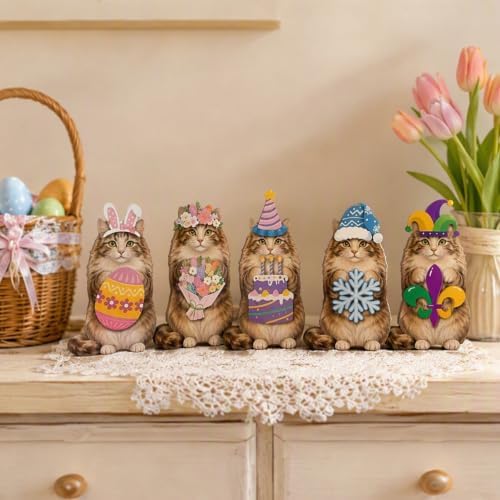 Magnetic Wooden Animal Figurine Interchangeable Holiday Decor (W) - Image 3