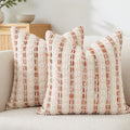 CROWNED BEAUTY Farmhouse Boho Throw Pillow Covers, 24x24, Rust Orange by CrownedBeauty