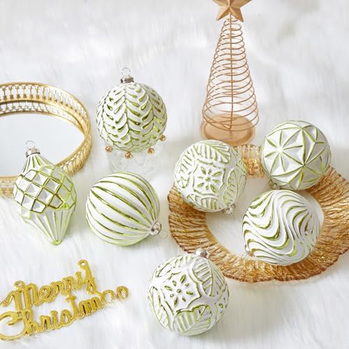 16Pcs Vintage Rustic Christmas Ball Ornaments - Large Shatterproof Neutral Christmas Ornaments Set Farmhouse Christmas Decor for Xmas Tree Home Party Holiday (Green) - Image 5