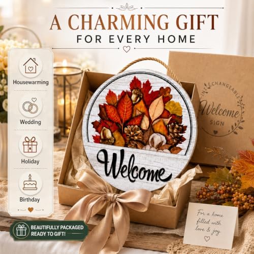 16 Pcs Interchangeable Welcome Sign for Front Door, 12 In Wood Decor - Image 3