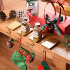 2 Pcs Christmas Stocking Holders Hanging Hooks Heavy Duty Mantel Stocking Holder Bases Weighted Metal Stocking Hangers for Shelf Fireplace Stair Xmas Party Decor (2, Gold) - Image 5