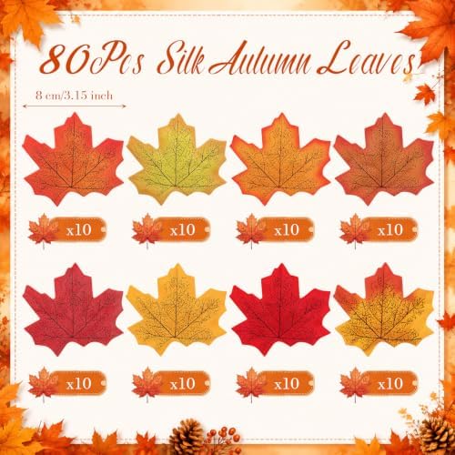 Blushtier 8 Sets Fall Table Centerpieces Thanksgiving Mason Jars Centerpiece Table Toppers Decor with LED Light Maple Leaf Autumn Gifts for Wedding Birthday Party Favors Supplies Home Office Decor - Image 4