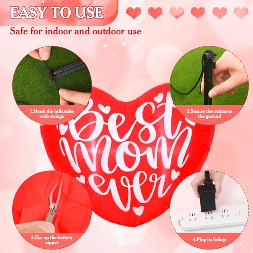 VIHOSE Inflatables Arch Outdoor Decorations Inflatable Arch Build in LED Lights for Party Supplies Decor(3.9 Inch,Cute Heart) - Image 3