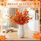 12 Pcs Artificial Fall Flowers 17" Pumpkin Picks with Berry Stems - Image 2