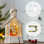 Christmas Snow Globes Church Nativity Water Lantern,Silent Night Music, Holiday Decorations Gifts for Family Children or Friends - Image 4