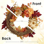 Fall Wreaths for Front Door Decor Artificial Flower, 20" Chrysanthemum - Image 2