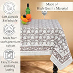 CPC Rustic Brown Block Print 100% Cotton Rectangle Tablecloth 60x120 Inch - Image 6