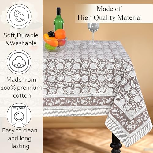 CPC Rustic Brown Tablecloth 100% Cotton 72x160 Inch Indian Block Print Rectangle Table Cover, Table Cloth for Gifting in Weddings, Halloween, Fall, Christmas, Thanksgiving - Image 6