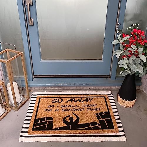 Funny Coir Doormat: 'Go Away or I Shall Taunt You a Second Time' - Welcome Front Porch Decor - Heavy-Duty PVC Back - Outdoor - 23.6x15.7 inch - Image 2
