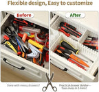 Drawer Divider Adjustable Diy Storage Organizer Separator for Tidying Clutter Cutlery Makeup Clothes of Dresses, Desk & Box in Kitchen Bathroom Bedroom Office (Cut at Will) (White 32PCS) - Image 3