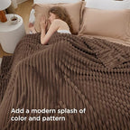 Bedsure Soft Queen Size Blanket for Bed Brown 90"x90" - Image 3