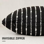 Foindtower Decorative Striped Boucle Throw Pillow Covers 20x20 Inch Black - Image 3
