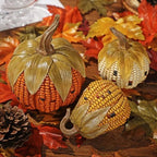 Briful Fall Corn Pumpkin Set 3PCS Resin Pumpkins Harvest Decorative Faux Corn Pumpkins for Home Thanksgiving Table Centerpiece Tray Display Indoor & Outdoor Autumn Decor - Image 5
