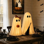Halloween Decorations Indoor, 2 Pack Lighted Ghost Decor with Broom Pumpkin - Image 4