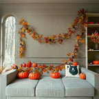 Anna's Whimsy 13FT Thanksgiving Garland With Pumpkin and Pine Cone, Hanging Autumn Leaf Decor for Door, Wall, Staircase, Porch, Balcony, Fireplace - Fall Indoor Decor - Image 5