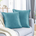 Nestl Throw Euro Pillow Covers, Cozy Velvet Decorative Pillow Covers 26 x 26 Inches, Soft Solid Couch Pillow Case for Sofa, Bed and Car, Set of 2 - Beach Blue by Nestl