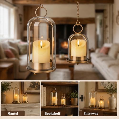 Brass Hurricane Handmade Sturdy Glass Dome Candle Holders with Glass Cover - Image 6