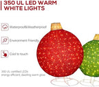 Hykolity 2 Pack 30" & 24" Pop-Up Iron Christmas Ornament Set, 230 Warm White LEDs with UL Transformer, 8 Light Functions & 18H Timer, Red & Green - Image 4