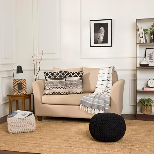 · REDEARTH · Textured Handwoven Throw Pillow Cases - Mosaic Trellis Black - Image 7