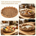 Foxtell Round Rattan Tray, 19.7" Hand Woven Basket, Large Round Ottoman Table Tray with Handles for Home and Kitchen Decorative, Breakfast, Tea, Snack, Fruit, Coffee, Storage - Image 6