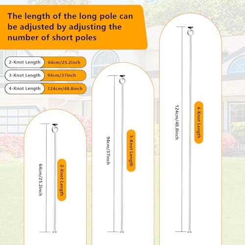 Adjustable Flag Straightener Rod and Detangler Kit with Strong Non-Slip Clips, for 0.7-1.1 Inch Diameter Flagpole, Stopping Flag Tangling Around Pole in Windy Conditions（2 Pack, Silvery） - Image 5