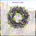 26'' Wreath for Front Door, Spring Purple Wreaths for Outdoor Indoor Decor - Image 2