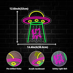 Cat Neon Sign, UFO Cat Spaceship Space Travel Led Neon Light Signs Cat Night Lamp for Astronomy Game Room Man Cave Party Decorations Bedroom Birthday Gift USB Powered(14.4” x 12.6") - Image 3