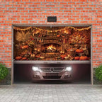 8X7Ft Fall Garage Door Cover Decorations, Autumn Pumpkin Rustic Fireplace Leaves Backdrop Door Cover Fall Thanksgiving Wall Banner Backdrop Background for Home Window Patio Yard - Image 4