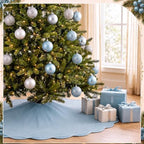 RoundFunny Dusty Blue Christmas Tree Skirt Velvet Tree Skirts, 60 Inch - Image 5