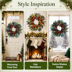 24" Pre-Lit Christmas Wreath Artificial Christmas Wreath with 50 LED Lights - Image 7
