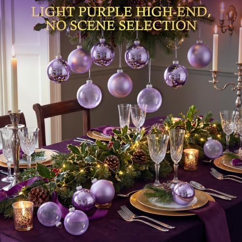 Seenelling 12 Pcs Christmas Glass Ball Ornaments 3.15 Inch, Purple - Image 4