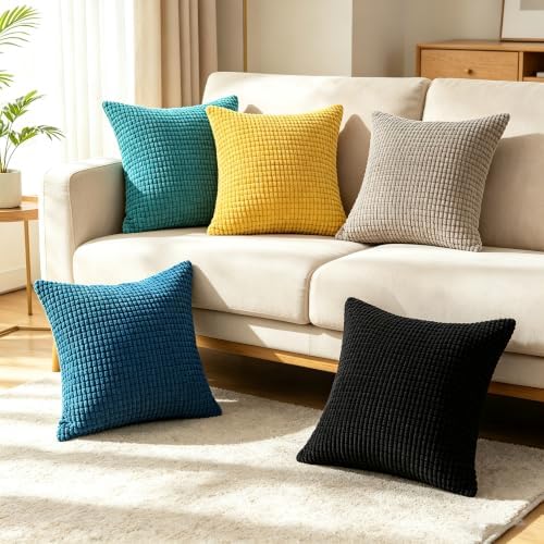 CaliTime Decorative Couch Throw Pillow Covers 26 X 26 Inches Gold Yellow - Image 5