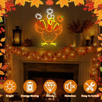 Turkey Tossing Pumpkins Neon Sign Thanksgiving Light Up Turkey - Image 6