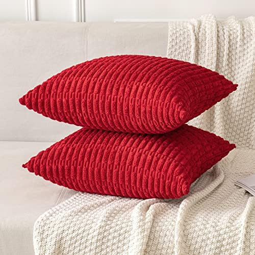 MIULEE Christmas Euro Sham Decorative Throw Pillow Covers 26x26 Red Pack of 2 - Image 5