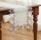 Natural Linen Table Runner 120 inches Beige Lace Coffee Table Runner - Image 3