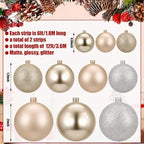 2 Pcs 6 ft Christmas Ball Ornament Garland, Silver, Champagne Gold - Image 2