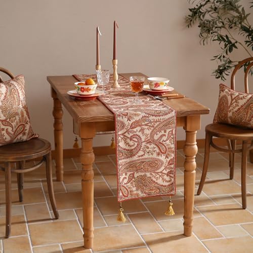ISAENNE Designer French Linen Long Table Runner,102"x12"-Chauffrey A - Image 6