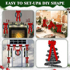 Riceshoot 50 Feet Christmas Garland with Lights 8 Red Bows Outdoor Fence - Image 6