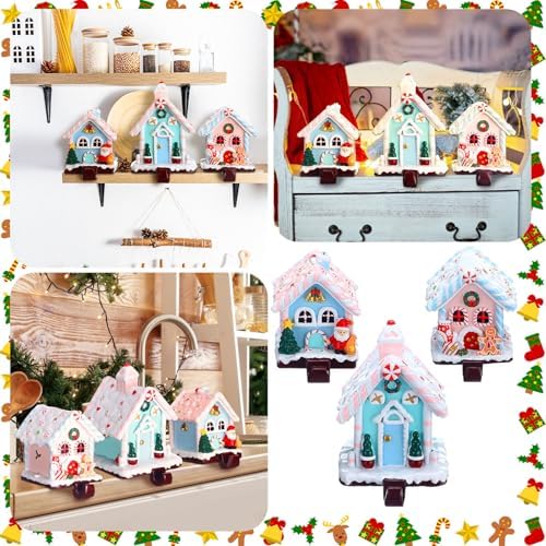 Riceshoot 3 Pcs Christmas Gingerbread House Stocking Holders,Candy - Image 5