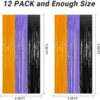 ZATAYE 12 Pack Orange Purple Black Halloween Foil Curtain Decorations - Image 2