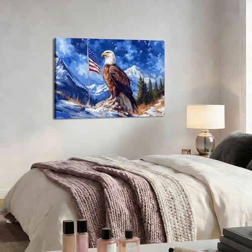 Ship Next Day – Patriotic Canvas Wall Art, American Eagle Pictures, Americana Canvas Prints, Framed Wall Decor, Rustic Farmhouse Living Room Artwork, Large Canvas Prints Made in USA - Image 5