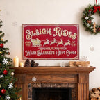 31.5" Red Christmas Metal Wall Sign - Vintage Santa Claus Reindeer & Sleigh Motif Rustic Wall Mount Holiday Decor Distressed Wall Hanging Iron Painting Plaque for Home Mantel Porch - Image 4