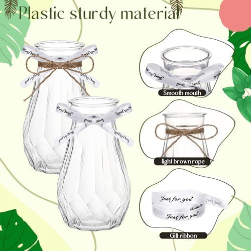 Bokon Small Plastic Bud Vases Bulk with Ribbon for Wedding, Clear, 48 Packs - Image 3
