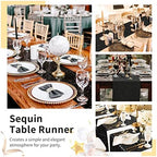 SoarDream Black Table Runner 10 Packs 12x72 Inches Sequin Metallic Fabric Glitter Table Runner for Party Birthday Holiday Event Supplies Decorations - Image 5