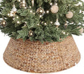 ELYKEN 38 Inch Woven Rattan Christmas Tree Collar, 7-Piece Xmas Tree Skirt by ELYKEN