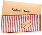 Solino Home 100% Pure Linen Table Runner, 14 x 120 in, Red and White Stripe - Image 5