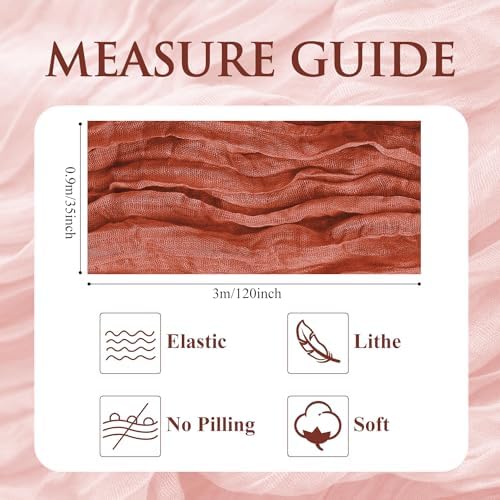 Cheesecloth Table Runner 10FT 12Pcs Terracotta Boho Gauze Sheer Runners - Image 2