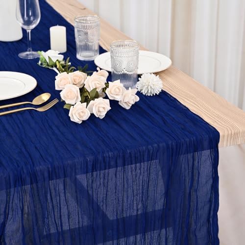 12 Pack Royal Blue Cheesecloth Table Runners, 35x120 Inch - Image 2